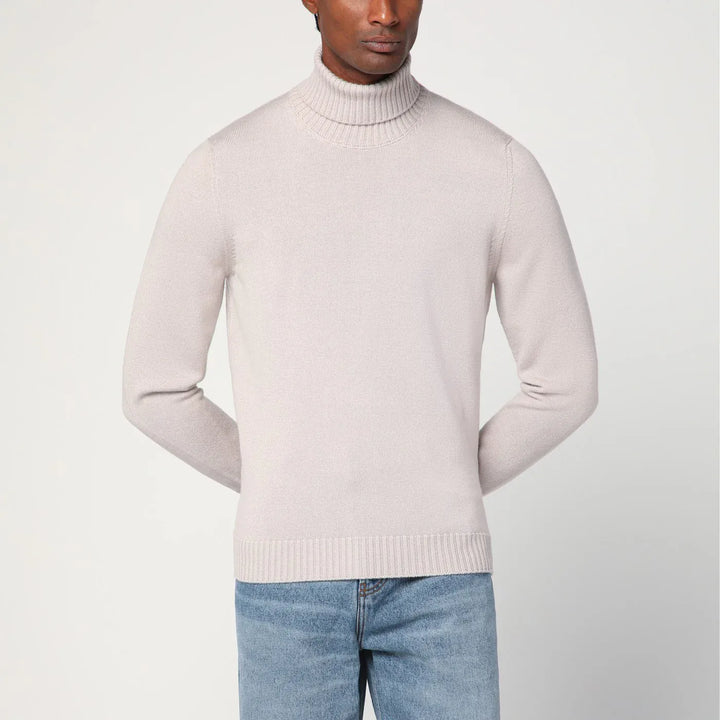 Drumohr - Greige wool turtleneck Brand Shirts &amp; Tops 56 IT