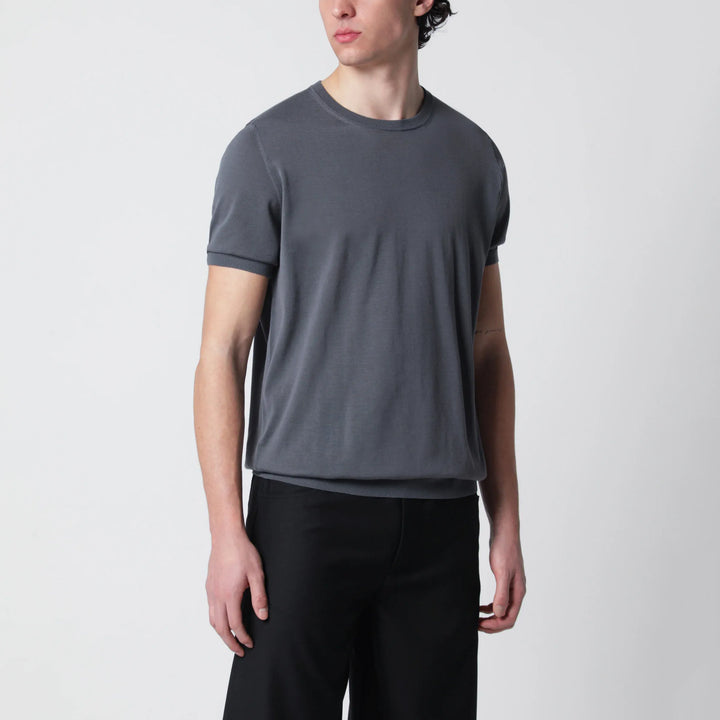 Drumohr - Grey cotton crewneck sweater Brand Shirts &amp; Tops 48 IT