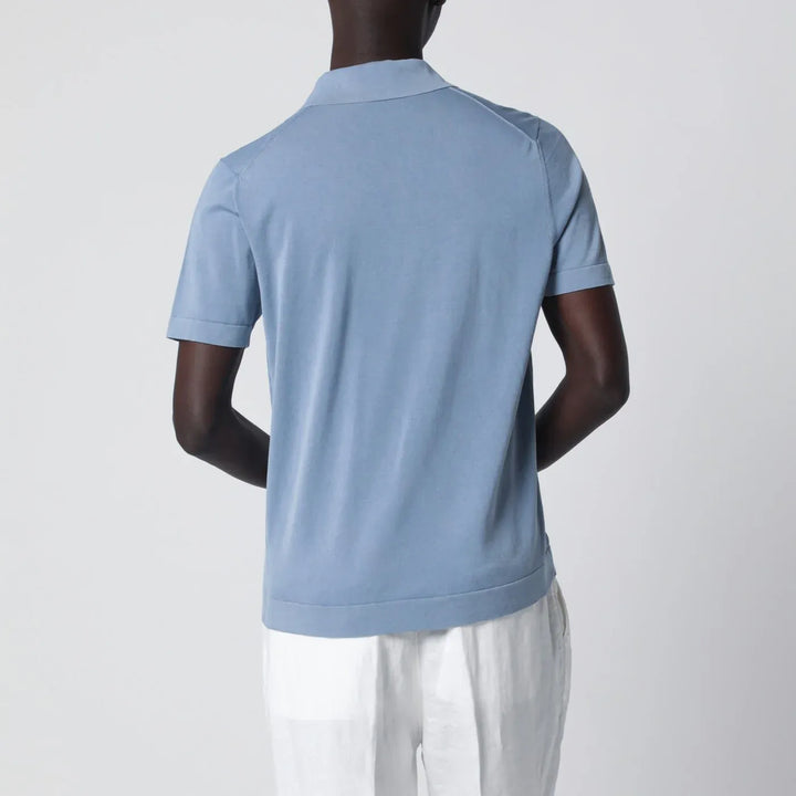 Drumohr - Light blue cotton knit polo Brand Shirts &amp; Tops