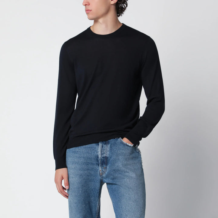 Drumohr - Navy blue wool crew-neck sweater Brand Shirts &amp; Tops 46 IT