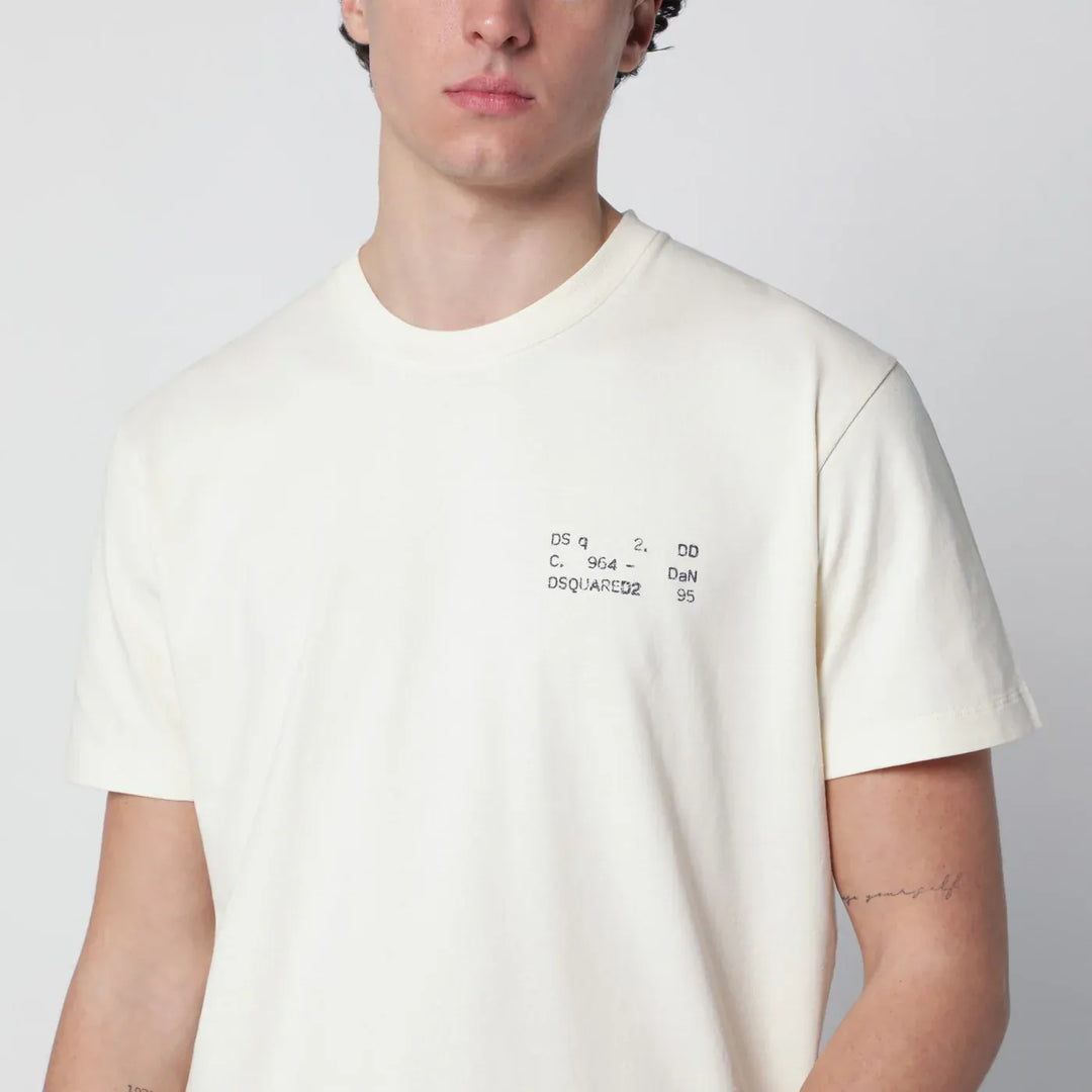 Dsquared2 - Ivory T-shirt with logo print Brand Shirts &amp; Tops
