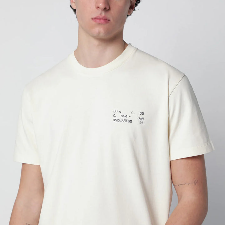 Dsquared2 - Ivory T-shirt with logo print Brand Shirts &amp; Tops