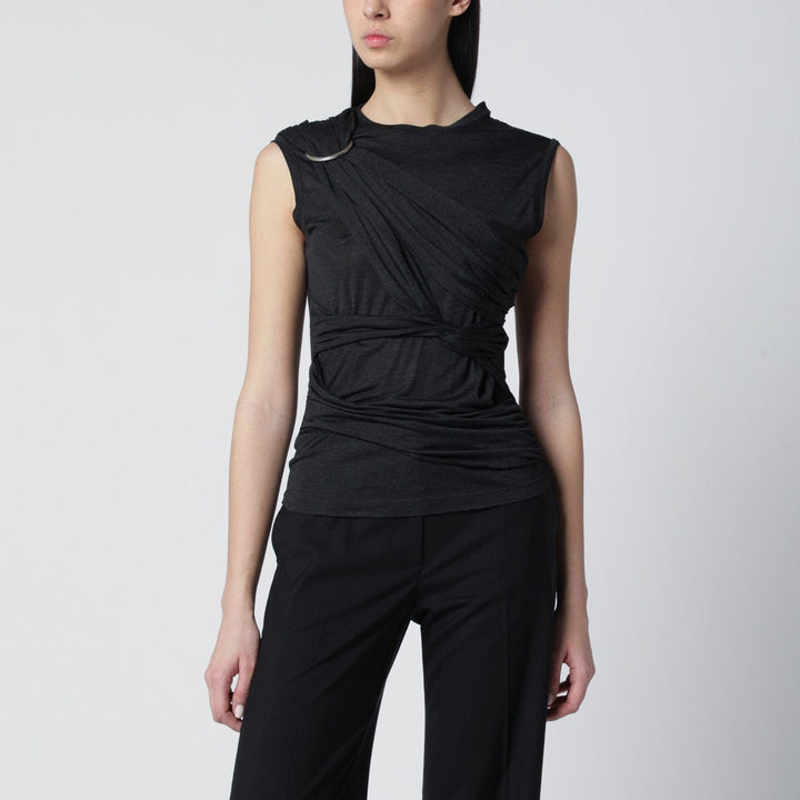 Shirts &amp; Tops Durazzi Milano - Black mélange tank top with braided details Brand