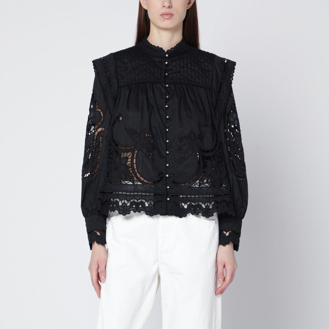 Shirts & Tops FARM Rio - Black Richelieu cotton blouse Brand