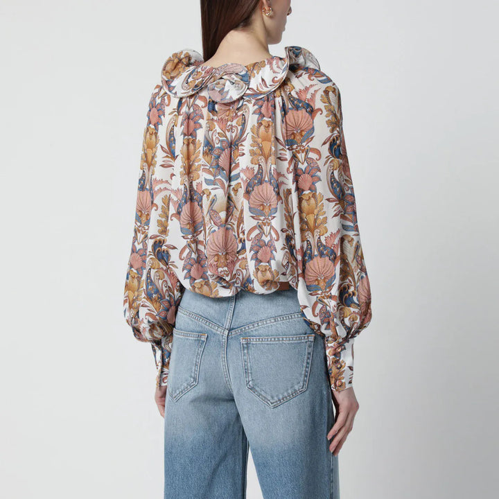 FARM Rio - White Sea Garden blouse with ruffles Brand Shirts &amp; Tops