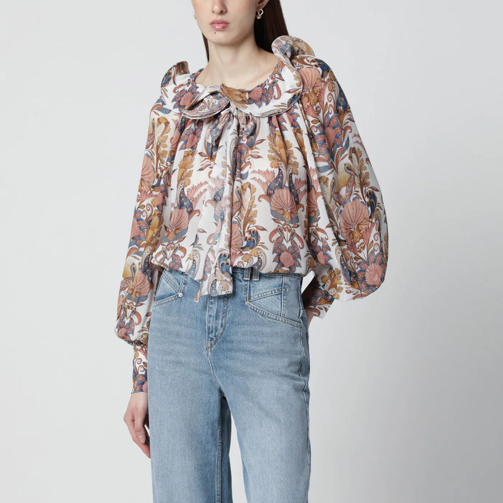 FARM Rio - White Sea Garden blouse with ruffles Brand Shirts & Tops XS