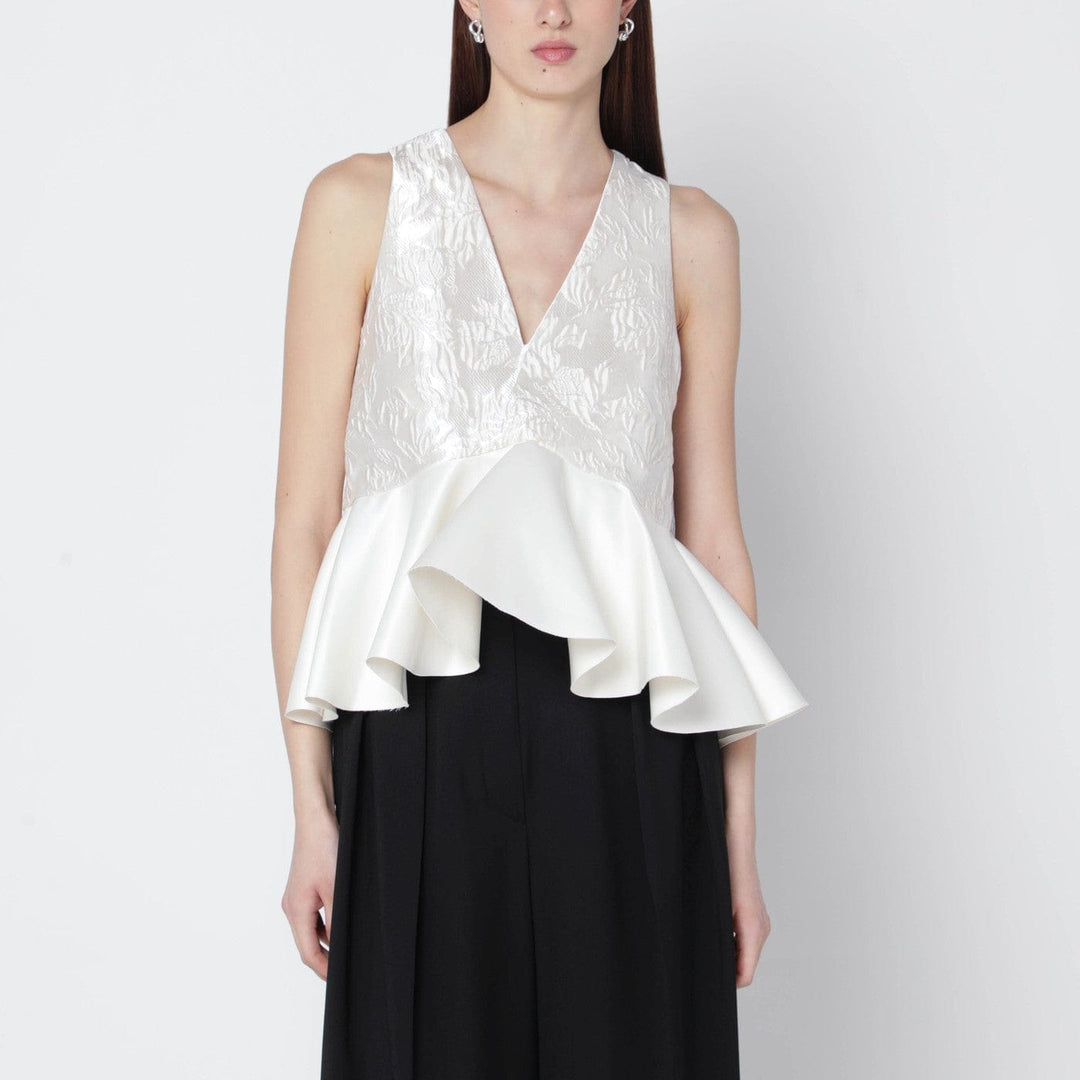 Shirts & Tops GANNI - Ivory satin peplum top Brand