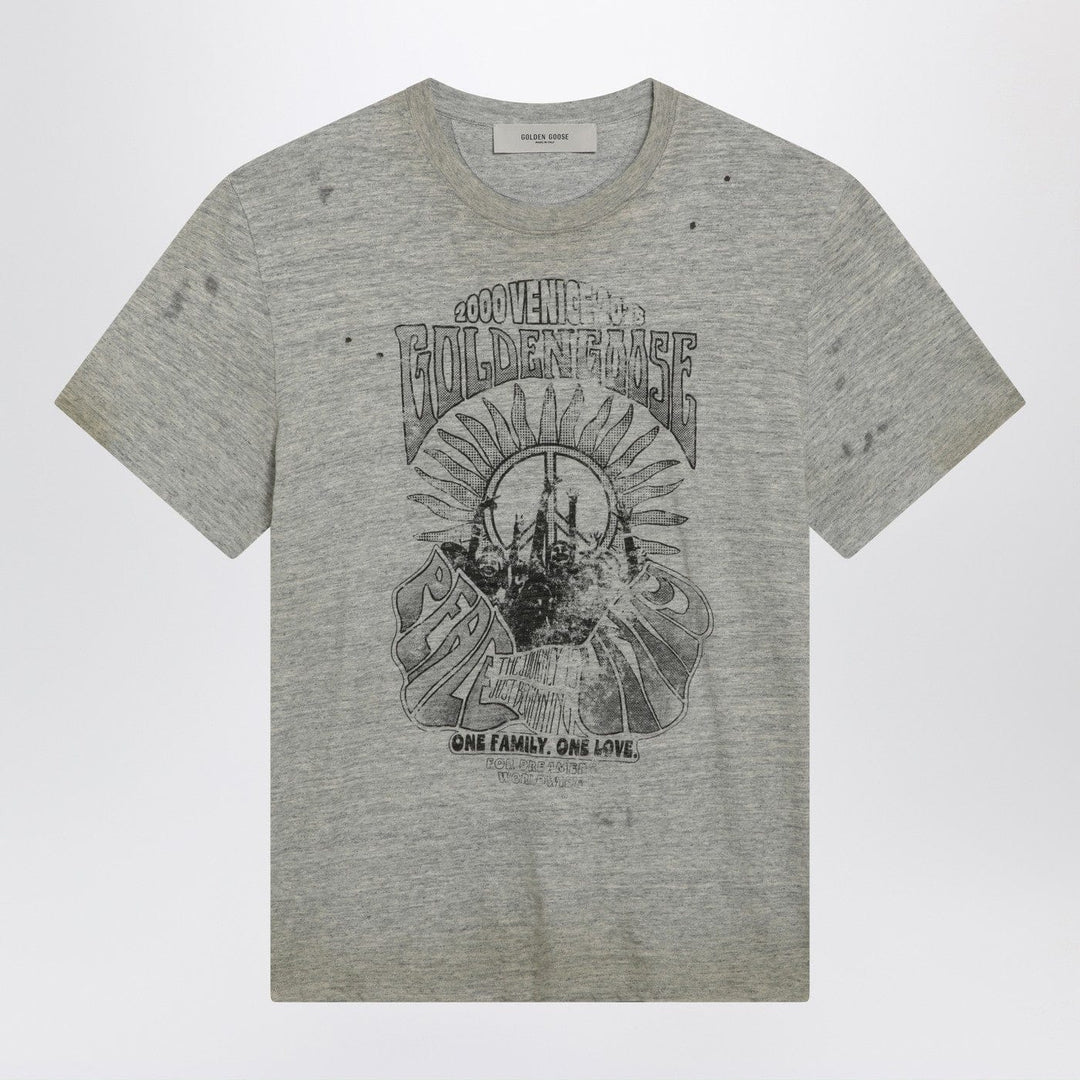 Shirts & Tops Golden Goose - Grey vintage-effect T-shirt with print Brand