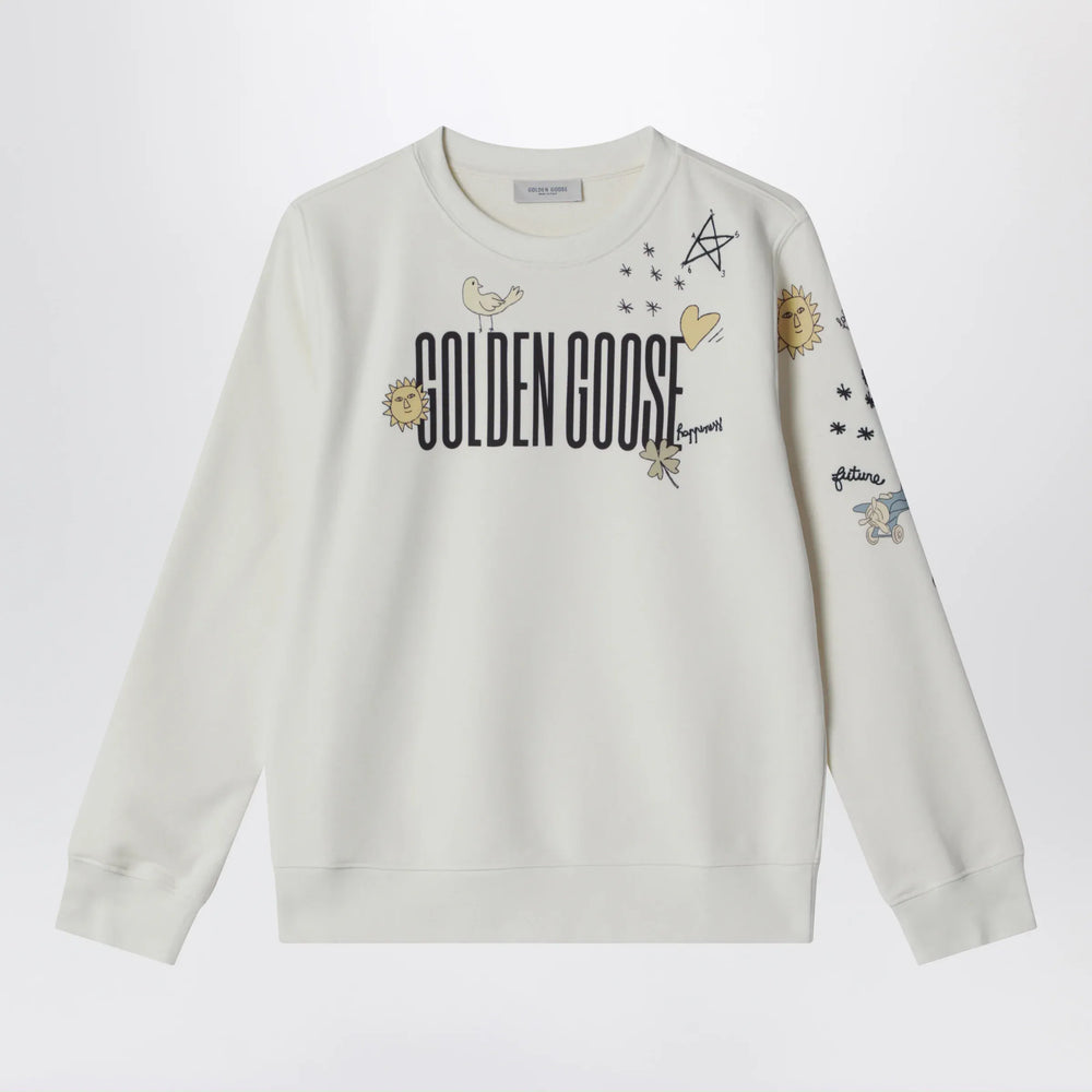 Golden Goose - White cotton sweatshirt with logo print Brand Shirts & Tops 4