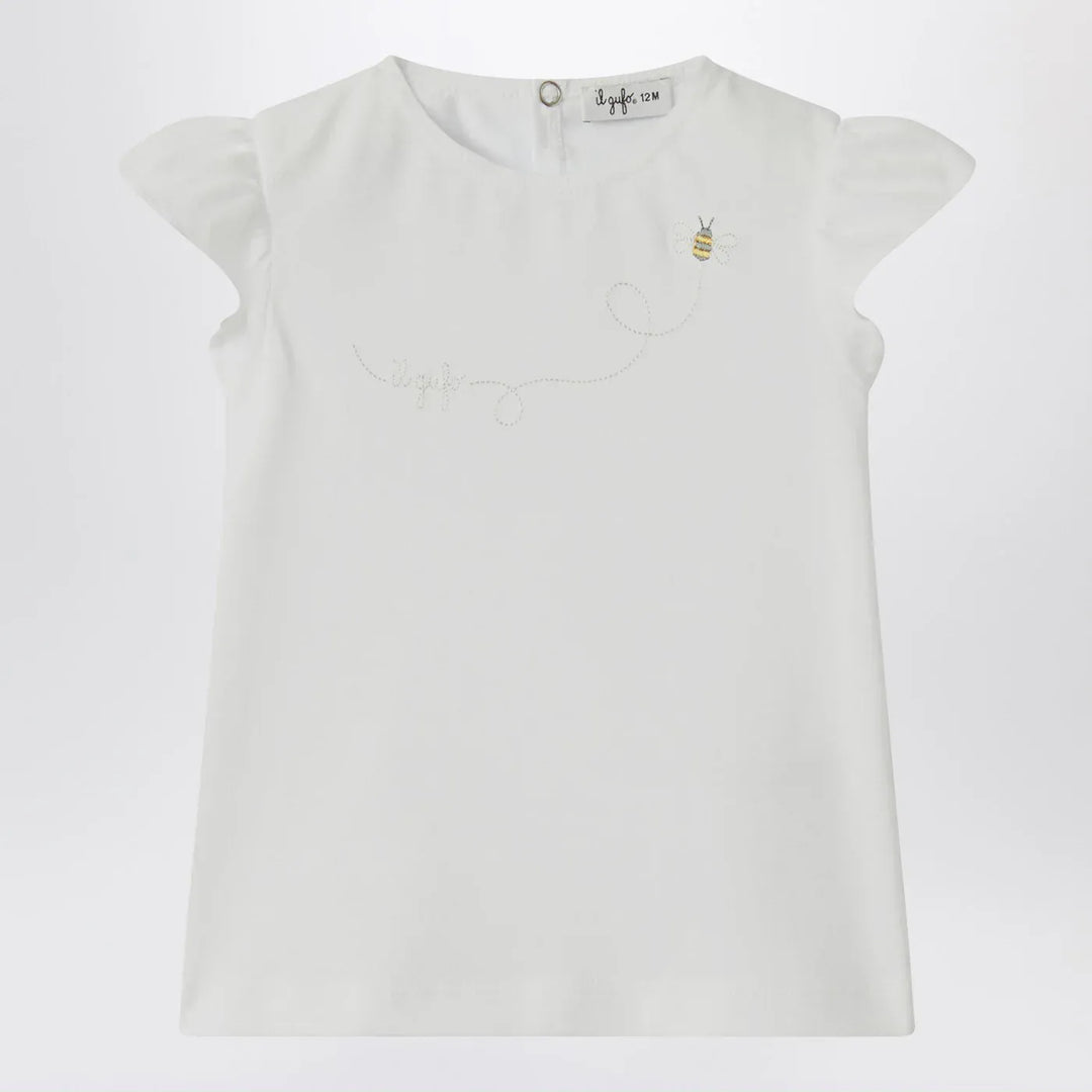 Il Gufo - White T-shirt with ruffled sleeves Brand Shirts &amp; Tops 12