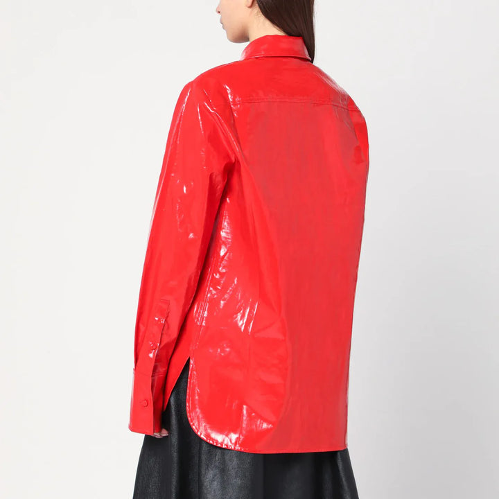 Jil Sander - Shiny linen shirt with red tie Brand Shirts &amp; Tops 34  FR