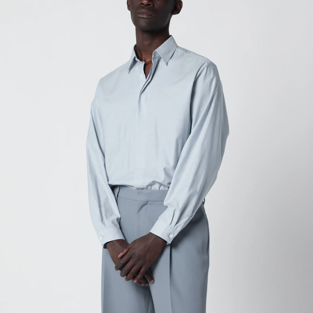 Lardini - Light Blue Cotton Blend Shirt Brand Shirts & Tops 39