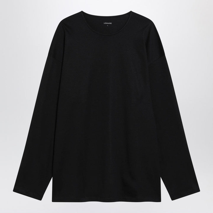 Shirts &amp; Tops LEMAIRE - Black cotton and silk interlock T-shirt Brand