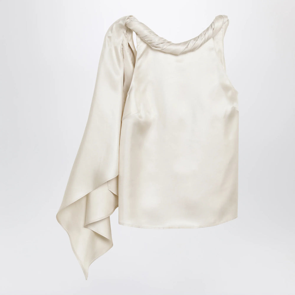LouLou De Saison - Wilma silk twill top with a twisted collar and scarf detail Brand Shirts & Tops S