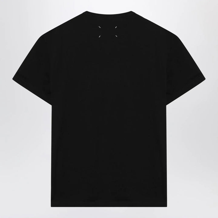 Maison Margiela - Black T-shirt with distorted logo Brand Shirts &amp; Tops