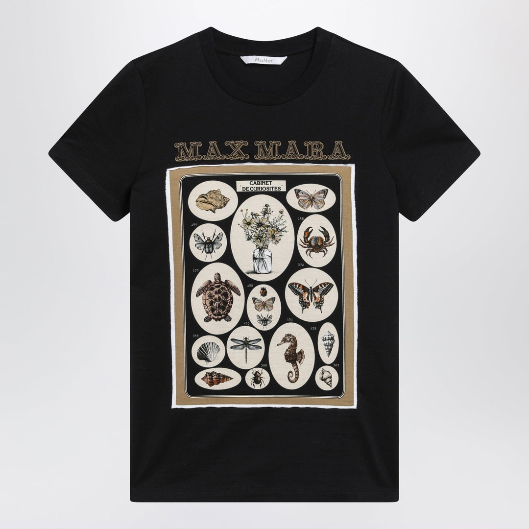Shirts &amp; Tops Max Mara - Black cotton jersey T-shirt with front print Brand