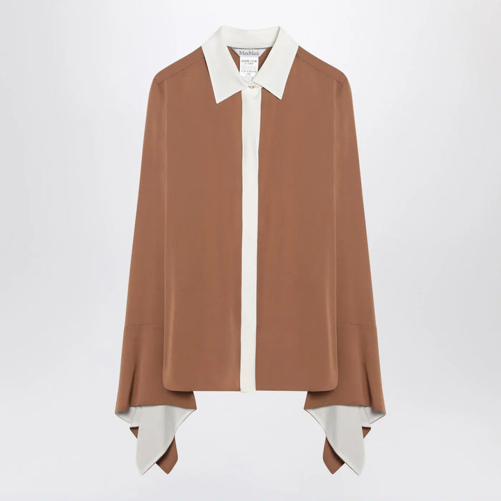 Max Mara - Camel silk colour-block shirt Brand Shirts &amp; Tops 38  IT