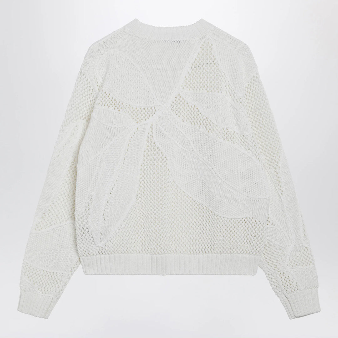 Max Mara - Embroidered cotton crewneck sweater in white Brand Shirts &amp; Tops