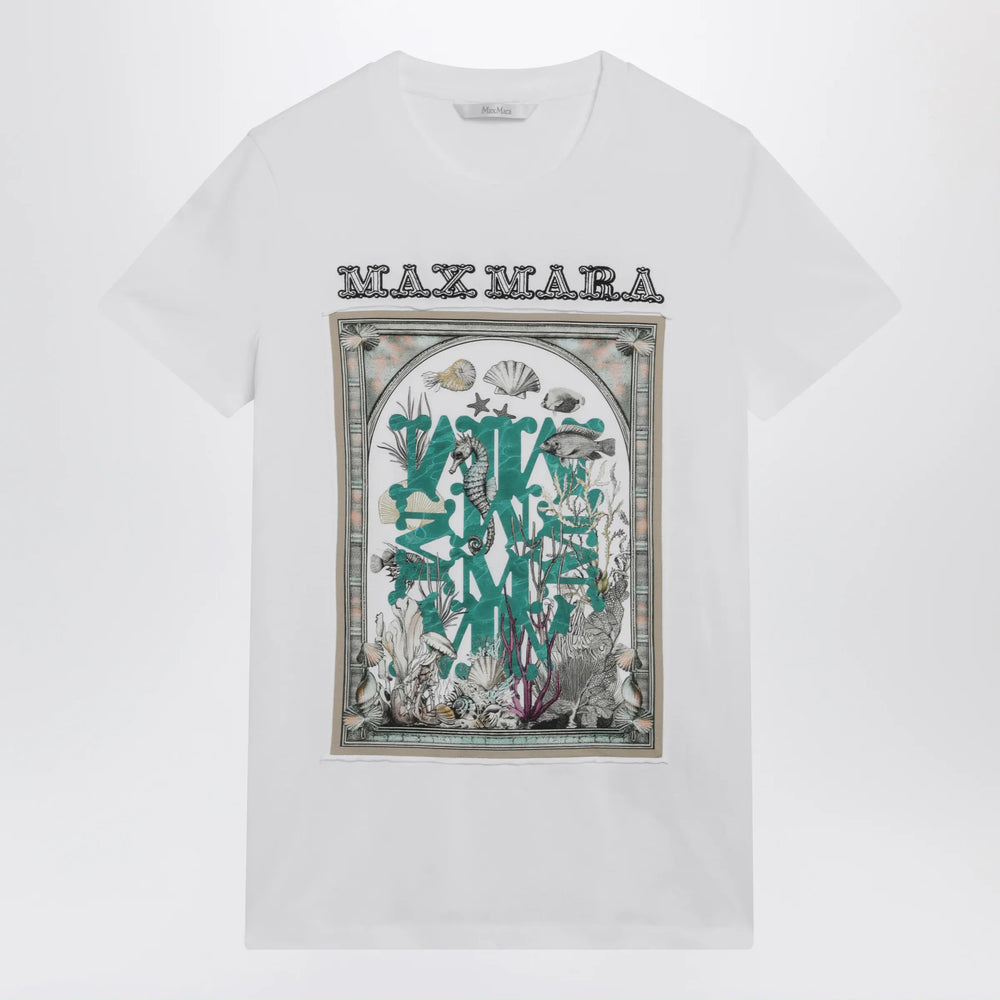 Max Mara - Optical white cotton jersey T-shirt with front print Brand Shirts & Tops XS