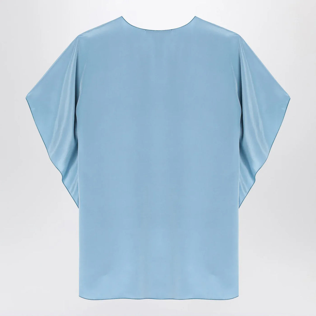 Max Mara Pianoforte - Light blue flowy silk blouse Brand Shirts &amp; Tops 40  IT