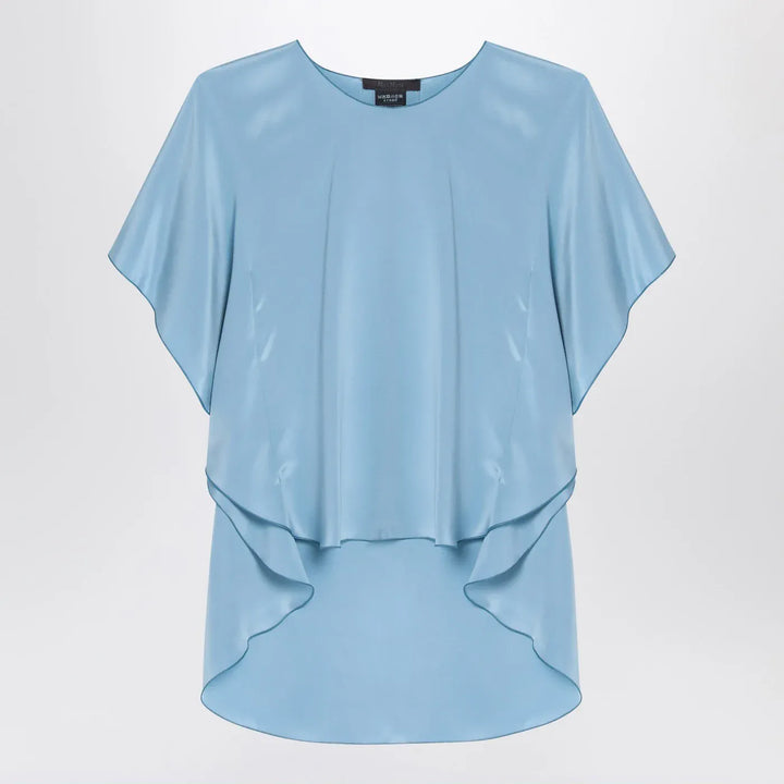 Max Mara Pianoforte - Light blue flowy silk blouse Brand Shirts &amp; Tops 40  IT