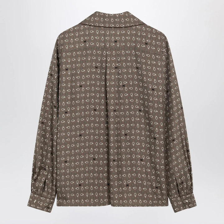 Max Mara - Printed silk shirt in mud colour Brand Shirts &amp; Tops