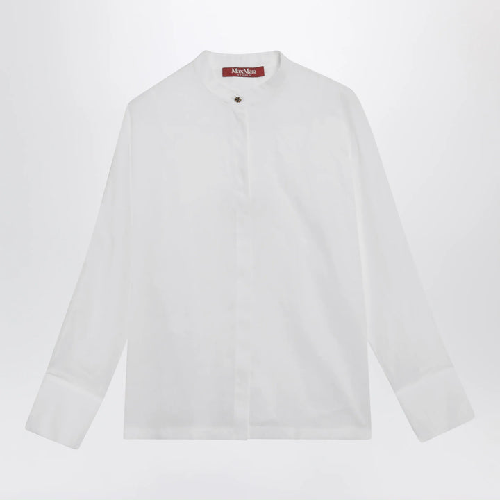 Max Mara Studio - Baldili ramie canvas shirt in white Brand Shirts &amp; Tops 42  IT