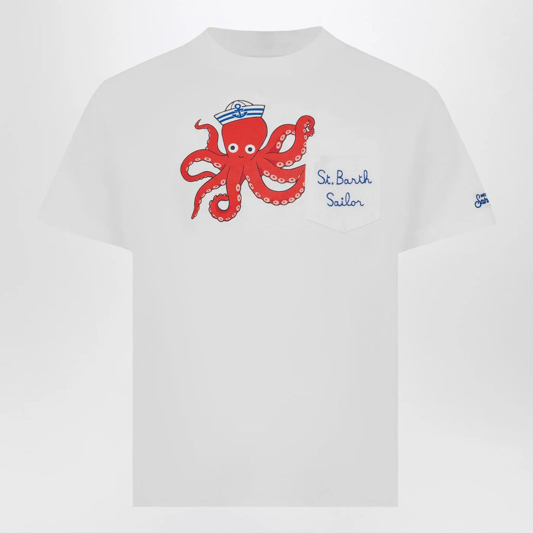 MC2 Saint Barth - Eddy T-shirt white with octopus print Brand Shirts &amp; Tops 1