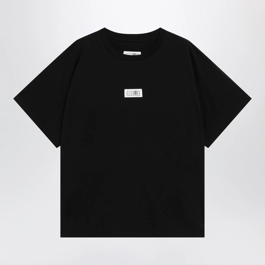 MM6 Maison Margiela - Black cotton T-shirt with Numeric logo Brand Shirts &amp; Tops S