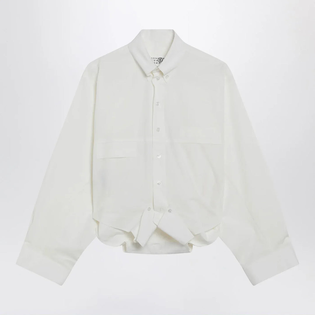 MM6 Maison Margiela - White cotton shirt with mirrored effect Brand Shirts &amp; Tops 40  IT