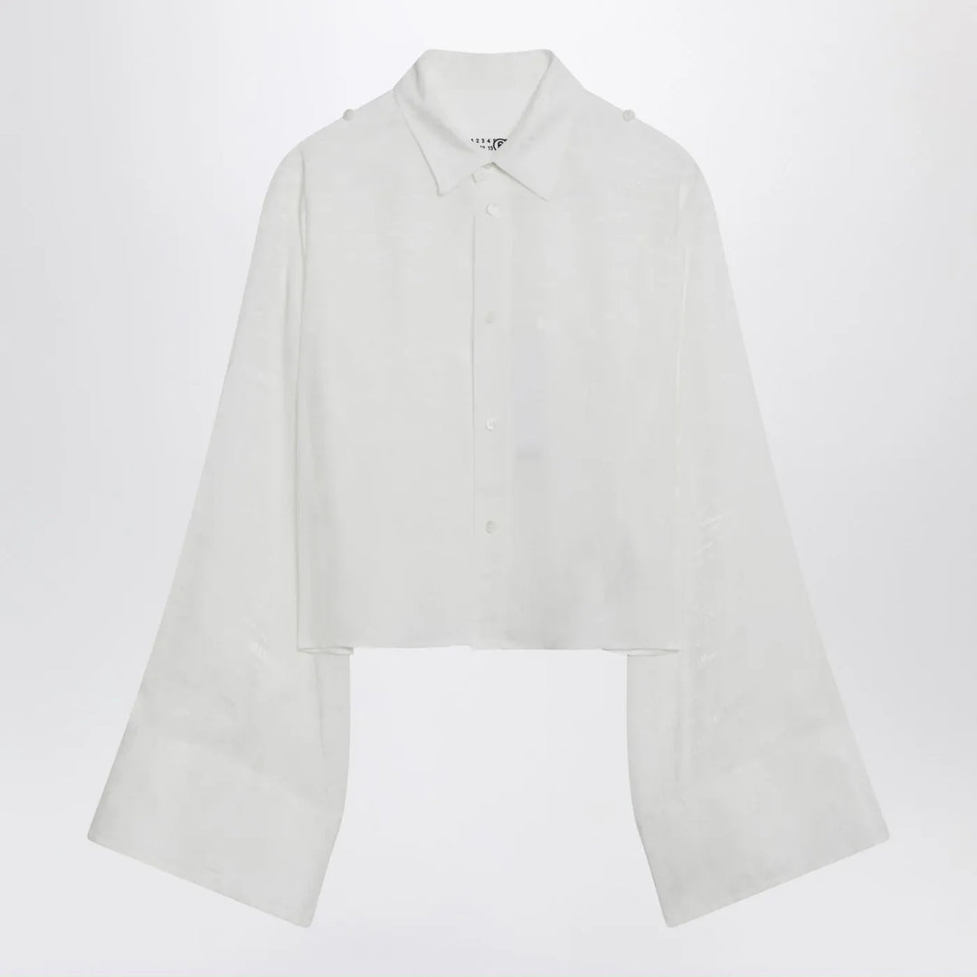 MM6 Maison Margiela - White shirt with all-over logo graphic Brand Shirts &amp; Tops 42  IT