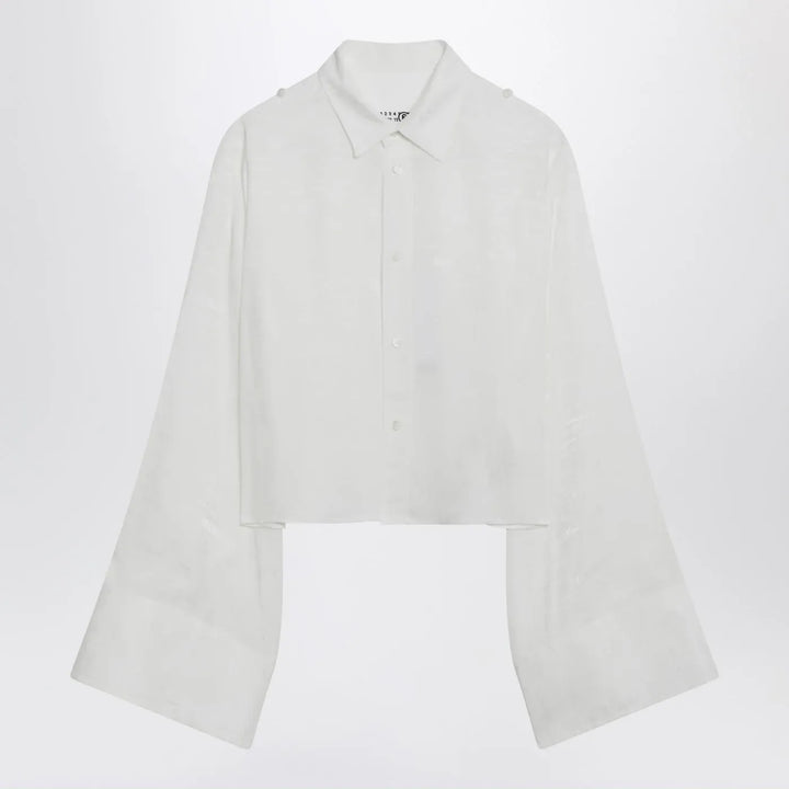 MM6 Maison Margiela - White shirt with all-over logo graphic Brand Shirts &amp; Tops 42  IT