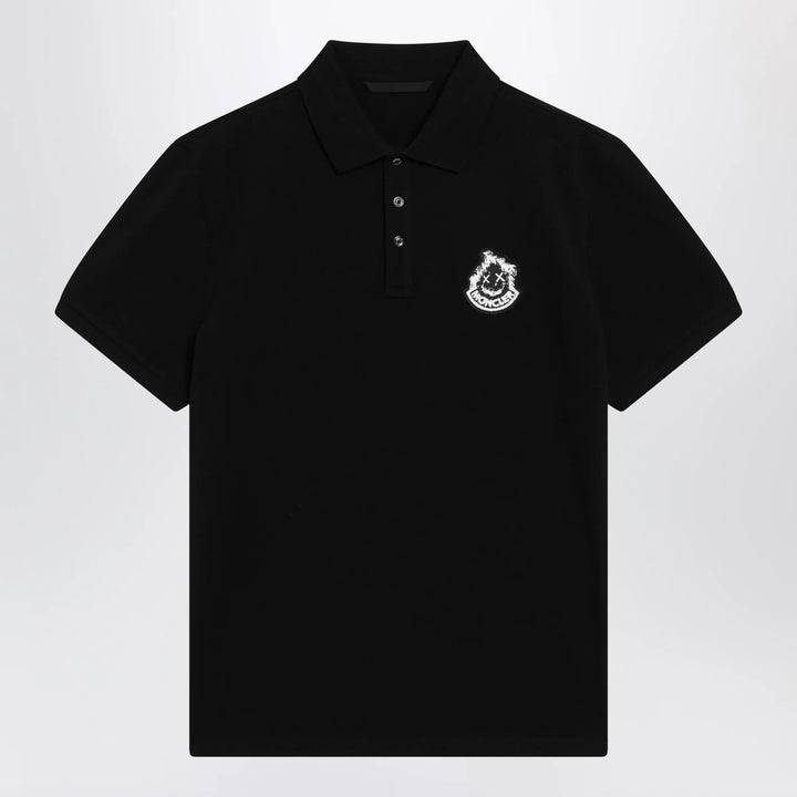Moncler - Black cotton piqué polo shirt with logo Brand Shirts &amp; Tops S