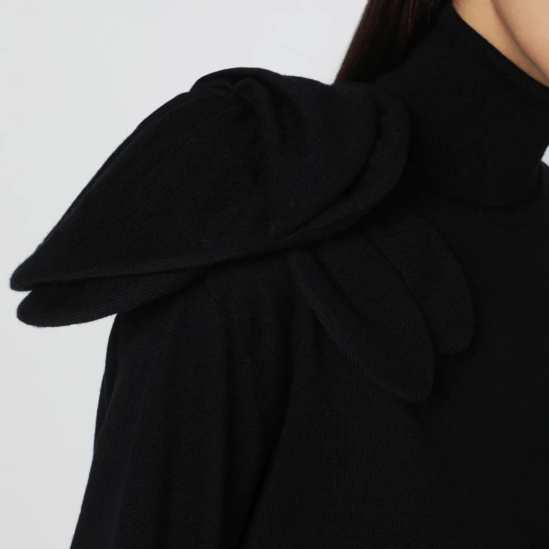 Moschino - Black turtleneck sweater with flower detail Brand Shirts &amp; Tops