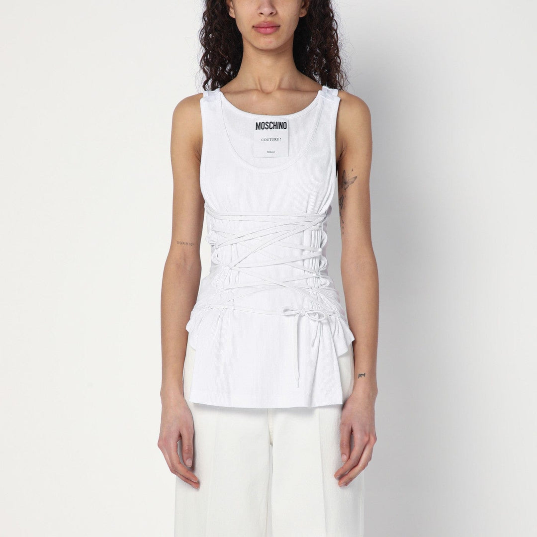 Shirts &amp; Tops 42  IT Moschino - White tank top in cotton with laces Brand