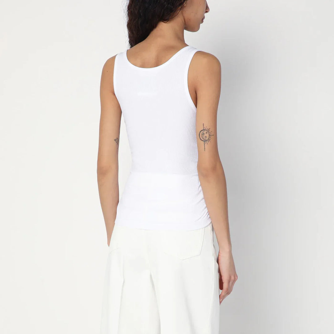Moschino - White tank top in cotton with laces Brand Shirts &amp; Tops 42  IT
