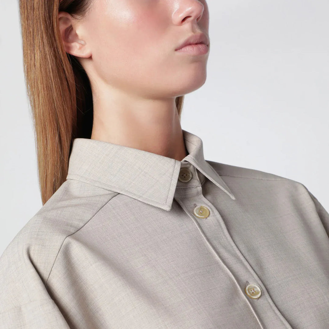 P.A.R.O.S.H. - Stucco-coloured wool shirt Brand Shirts &amp; Tops L