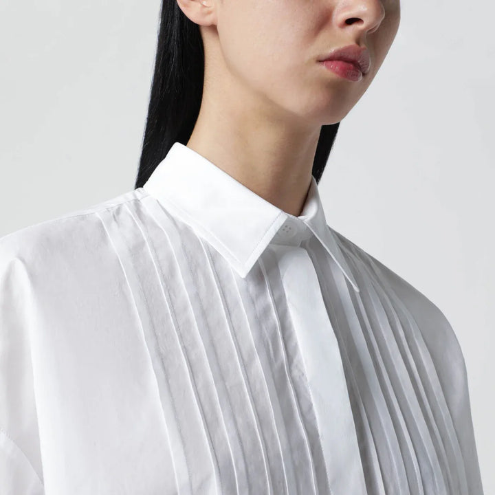 P.A.R.O.S.H. - White cotton shirt with pleated detail Brand Shirts &amp; Tops