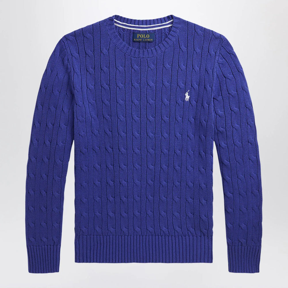 Polo Ralph Lauren - Bright blue crew neck sweater with braids Brand Shirts & Tops 4