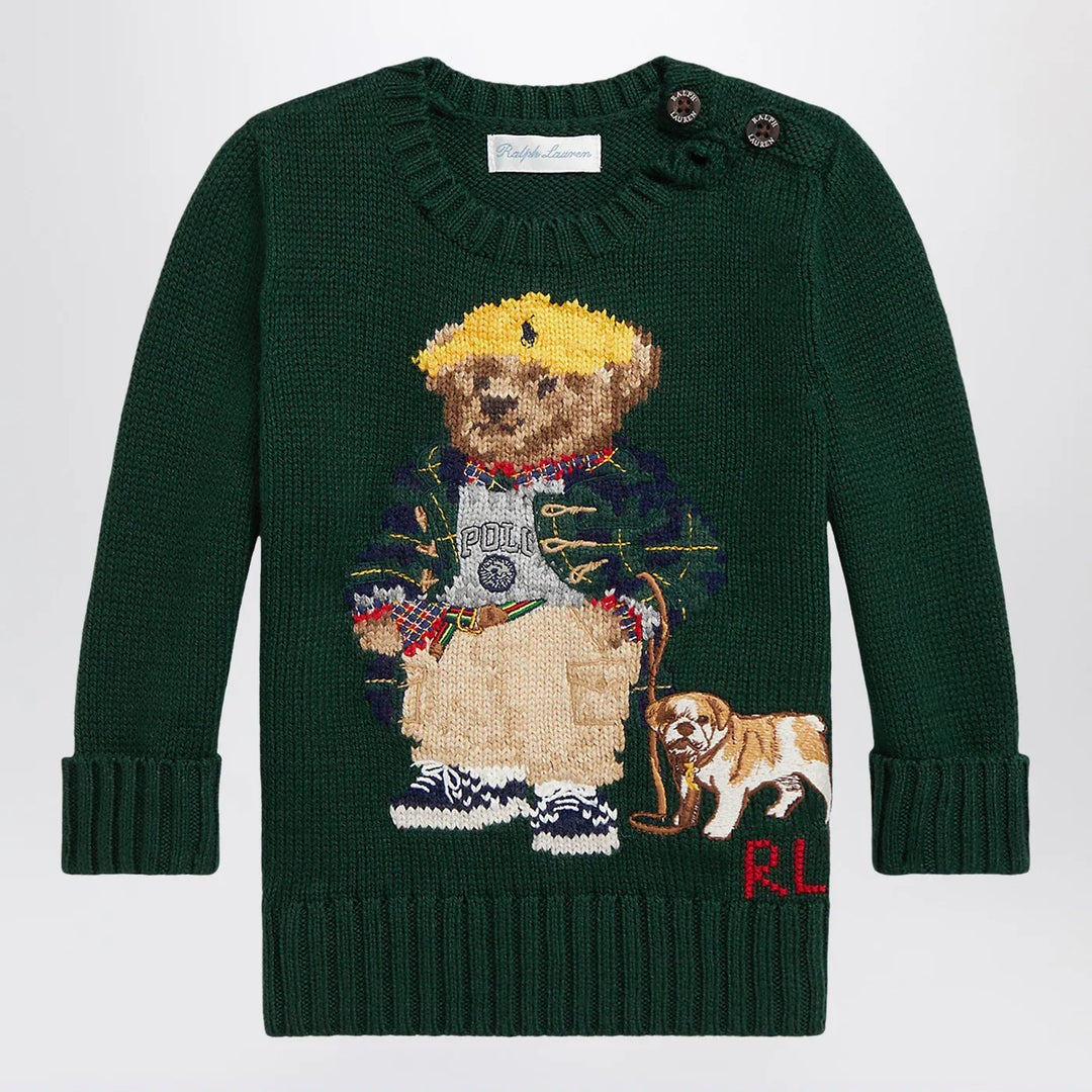 Polo Ralph Lauren - Moss green cotton Polo Bear sweater Brand Shirts &amp; Tops 6M