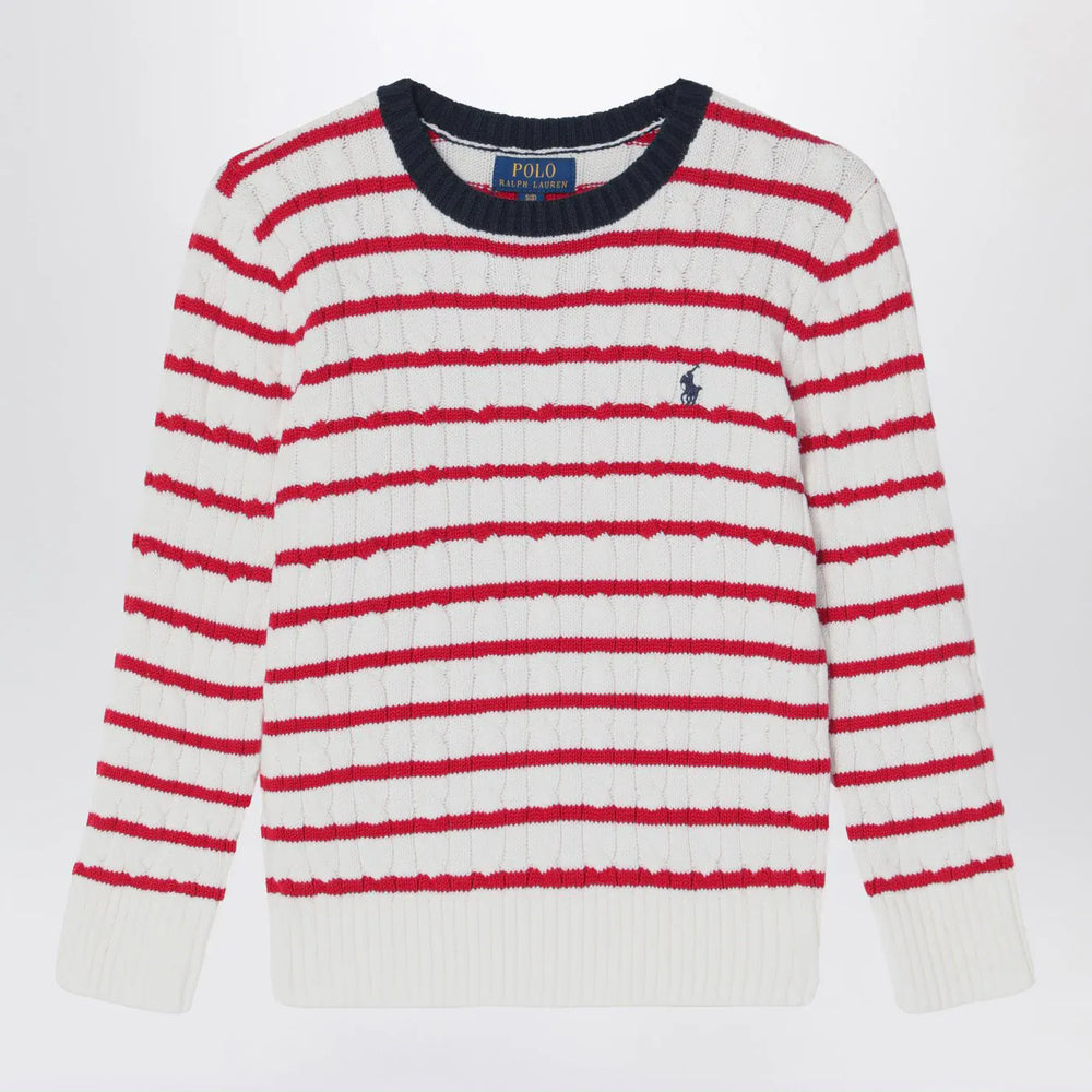Polo Ralph Lauren - White/red striped cable-knit jumper Brand Shirts & Tops 3