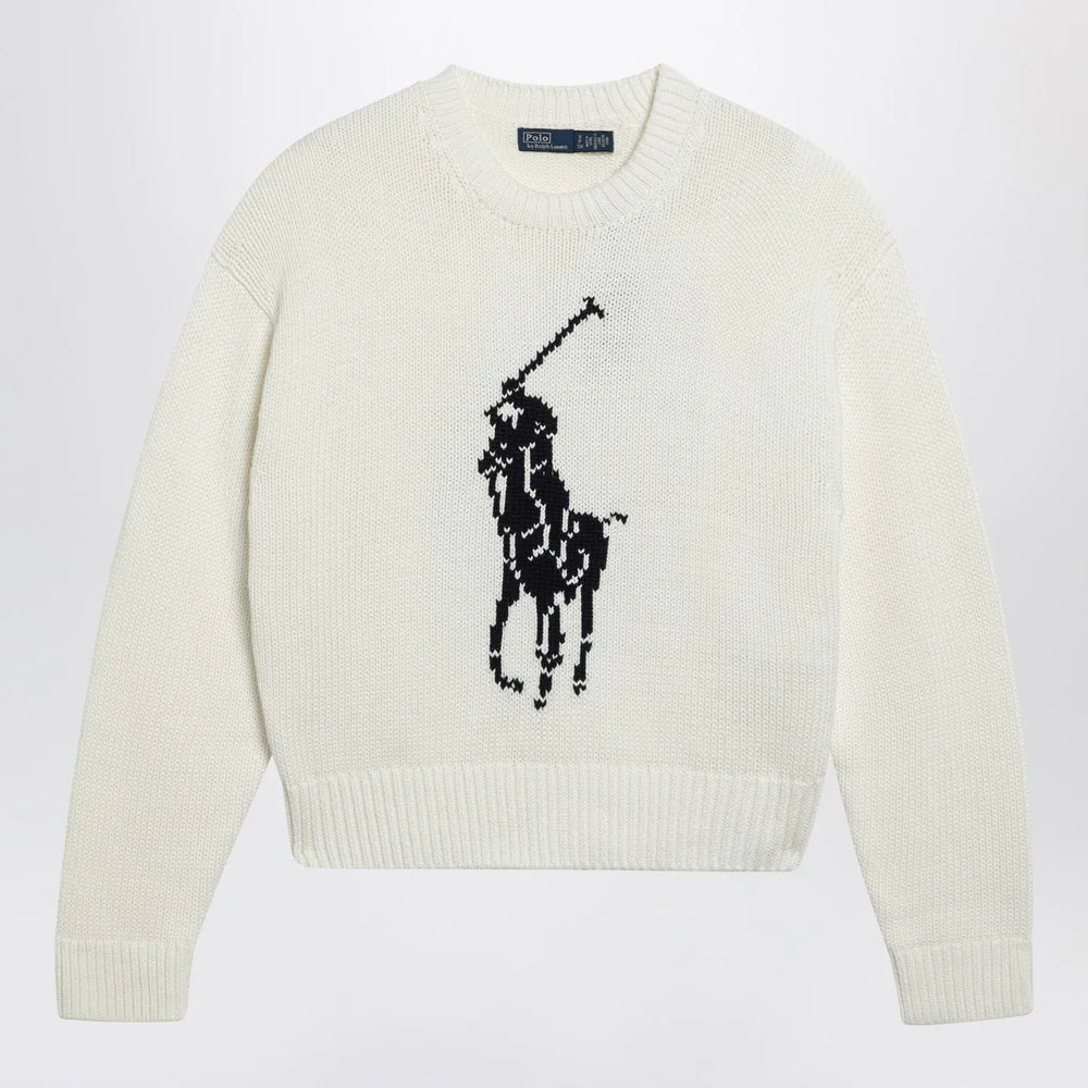 Polo Ralph Lauren - White sweater with logo intarsia Brand Shirts & Tops M