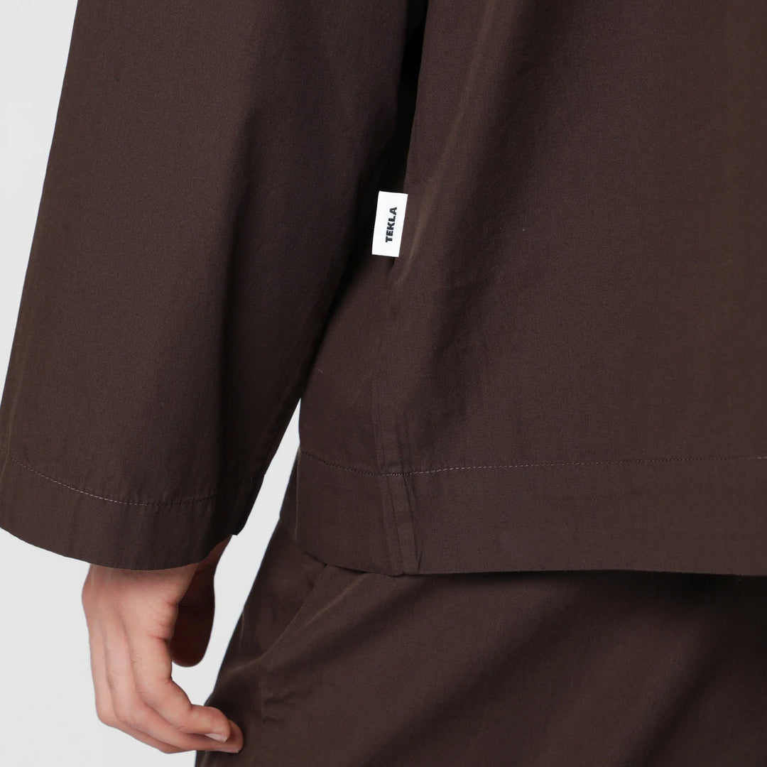 Tekla - Brown cotton pajama shirt Brand Shirts &amp; Tops