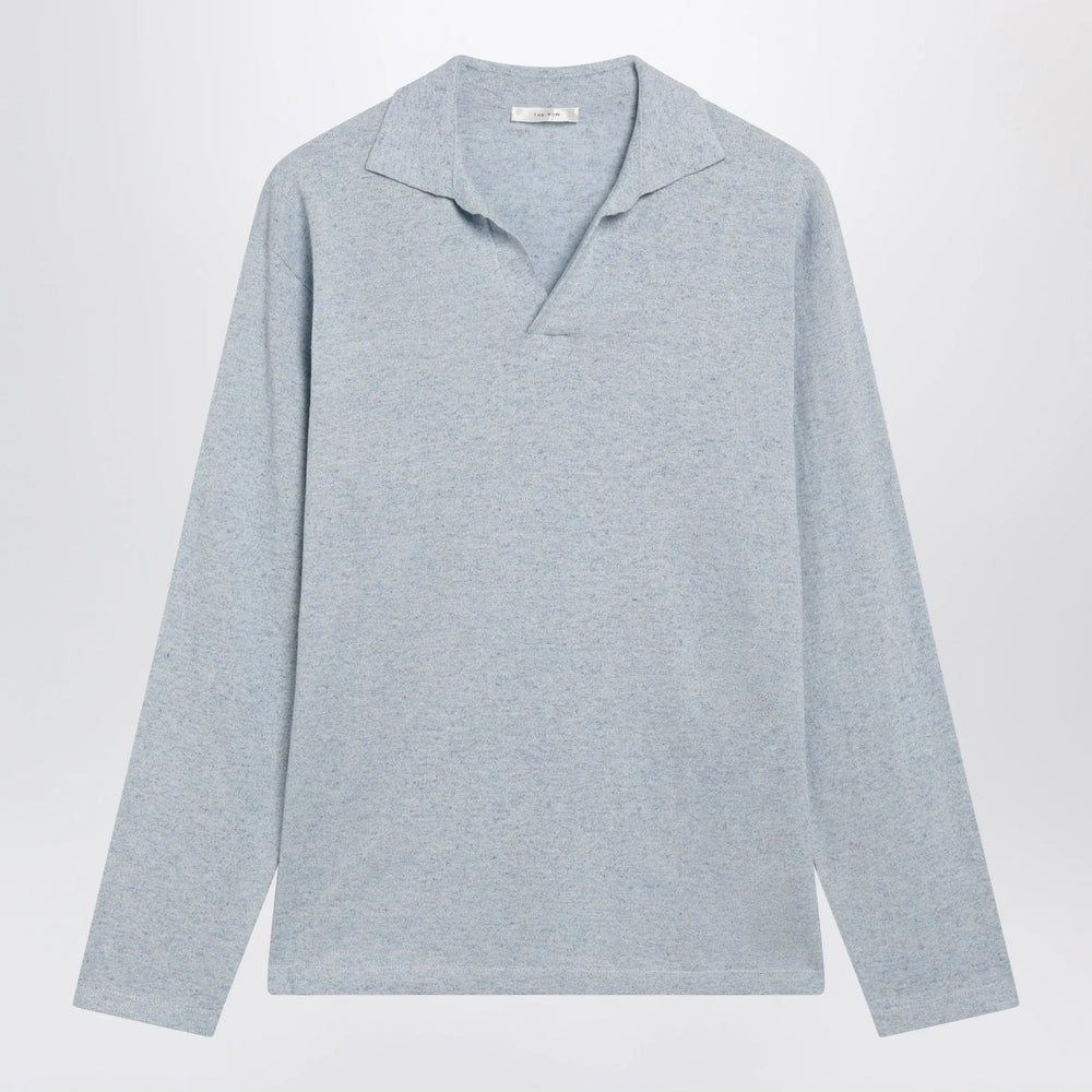 The Row - Niosa oversized cotton-linen polo in ice blue Brand Shirts & Tops M