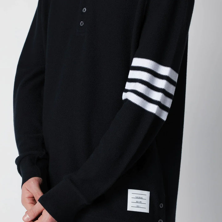 Thom Browne - Navy blue cotton polo shirt Brand Shirts &amp; Tops