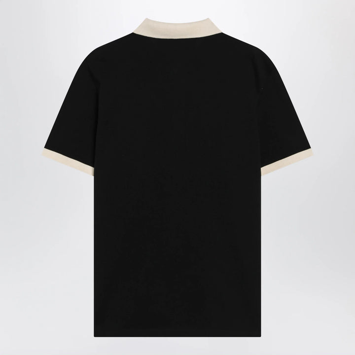 Valentino - Black cotton piqué polo shirt with Vgold Brand Shirts &amp; Tops