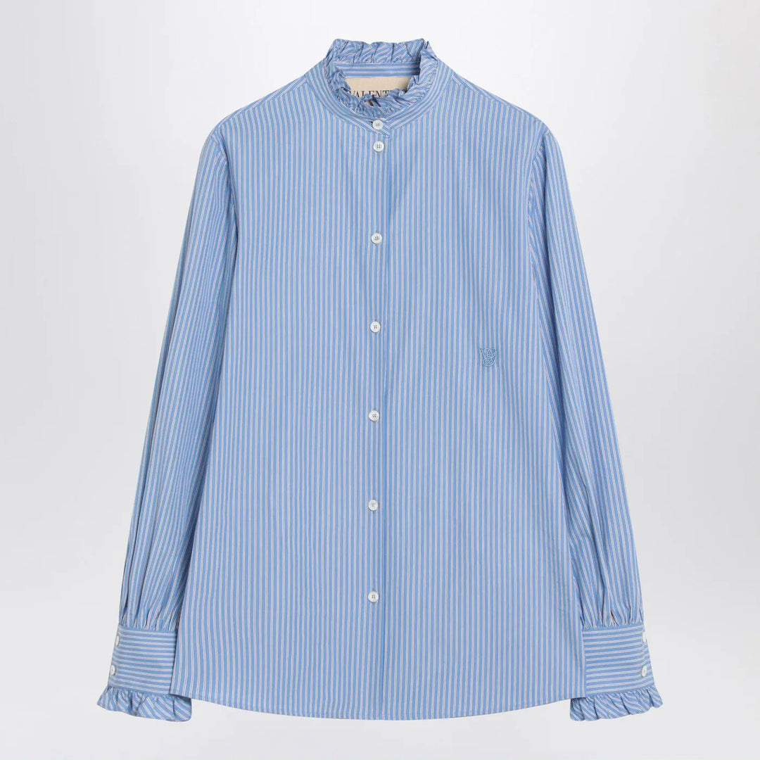 Valentino - Light blue striped shirt in cotton Brand Shirts &amp; Tops 38  IT