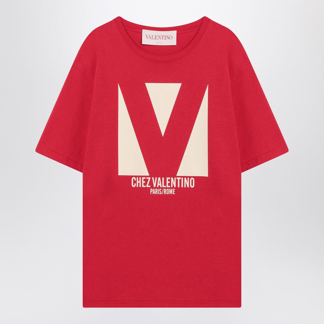 Shirts &amp; Tops S Valentino - Red T-shirt with Chez Valentino print Brand