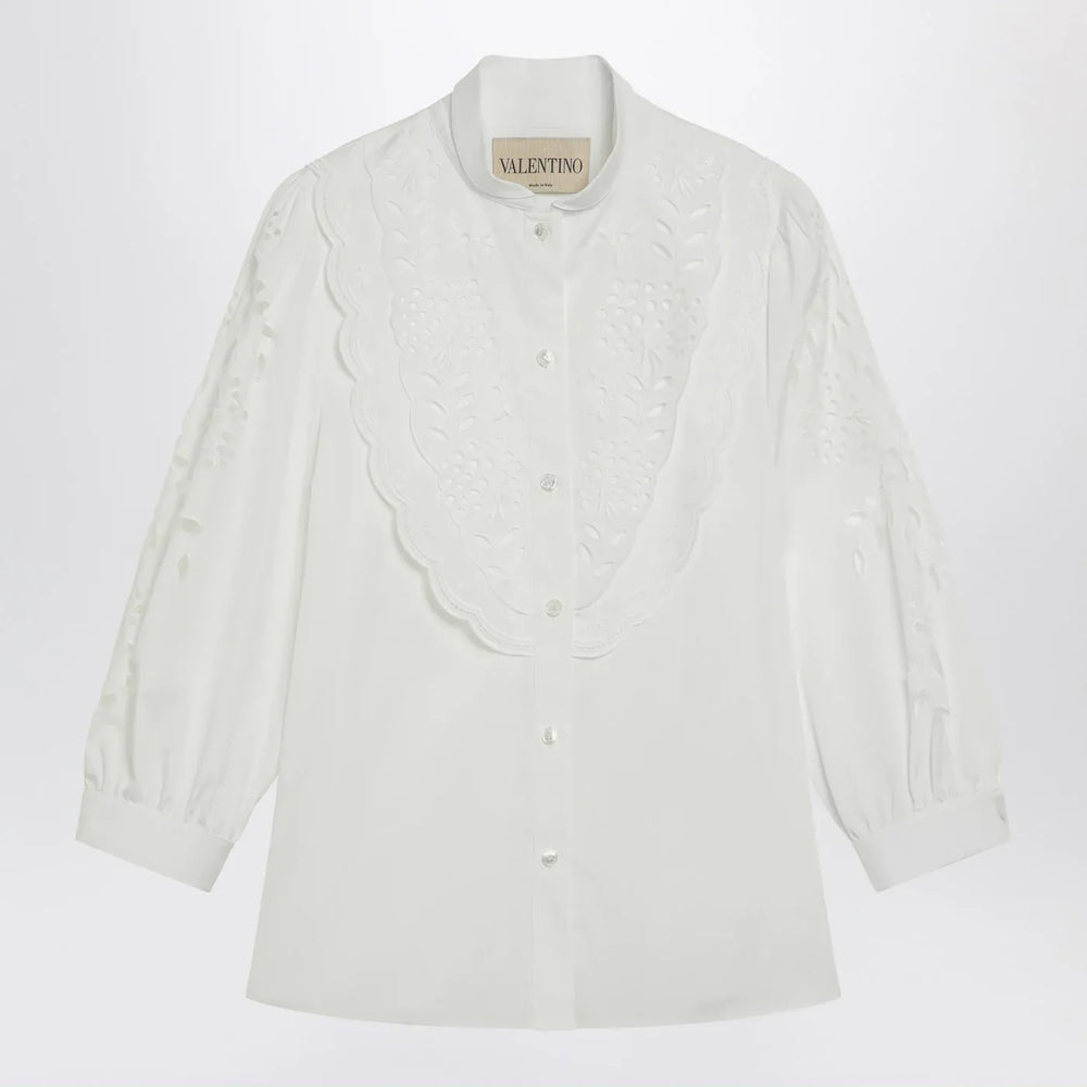 Valentino - White shirt with Sangallo embroidery Brand Shirts & Tops 40  IT