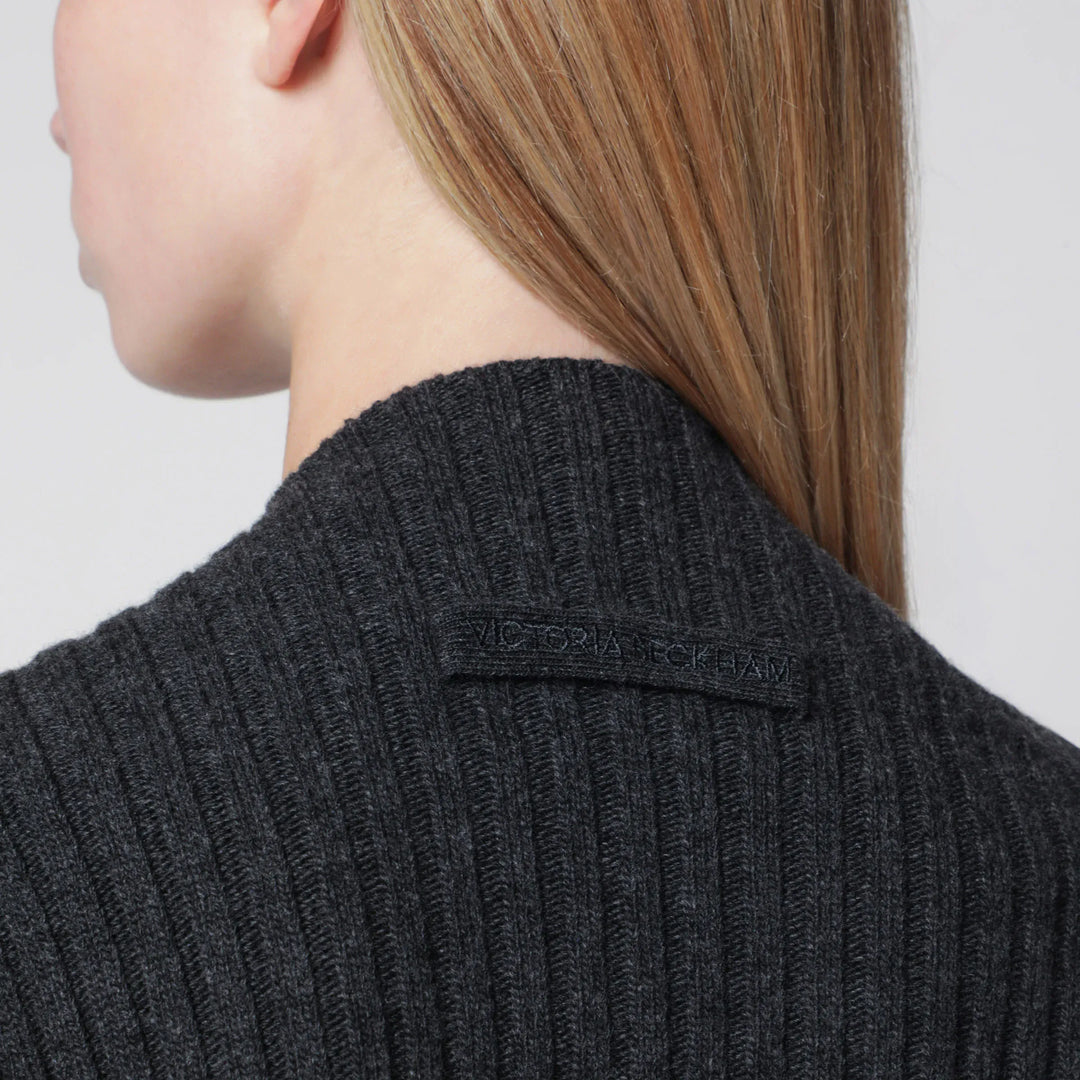 Victoria Beckham - Ribbed Sweater in Burgundy Wool and Cashmere Brand Shirts &amp; Tops